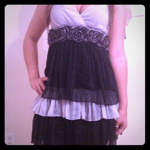 Black gray dressy top