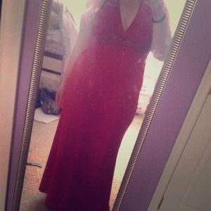 ❤Red Halter Dress With Beading❤