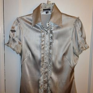 Silver silk Bebe top