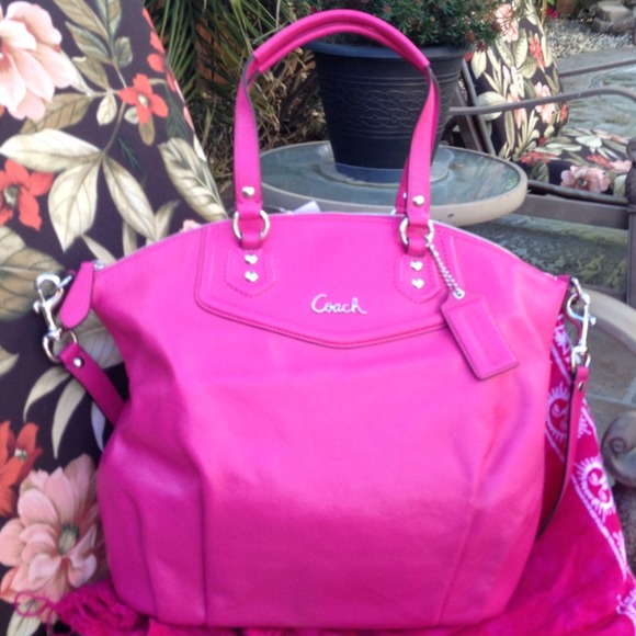Coach Handbags - Dazzling  Fuchsia Leather Ashley N/S Satchel