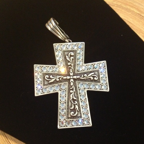 SOLD  Dramatic CZ Encrusted Cross Pendant