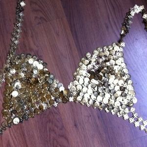 Metal gold  bra one size