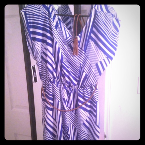 Blue and White striped dress.