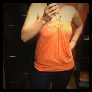 Orange halter with gold accents