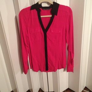 Hot Pink Linen Button Up