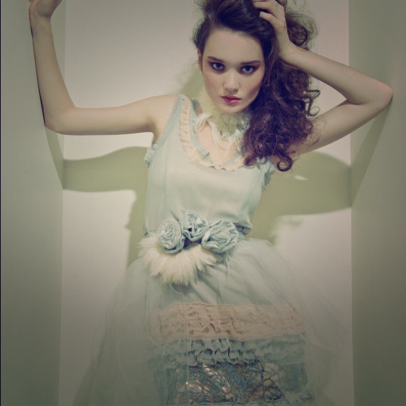 Party cocktail Grey and Champagne Ruffled trim