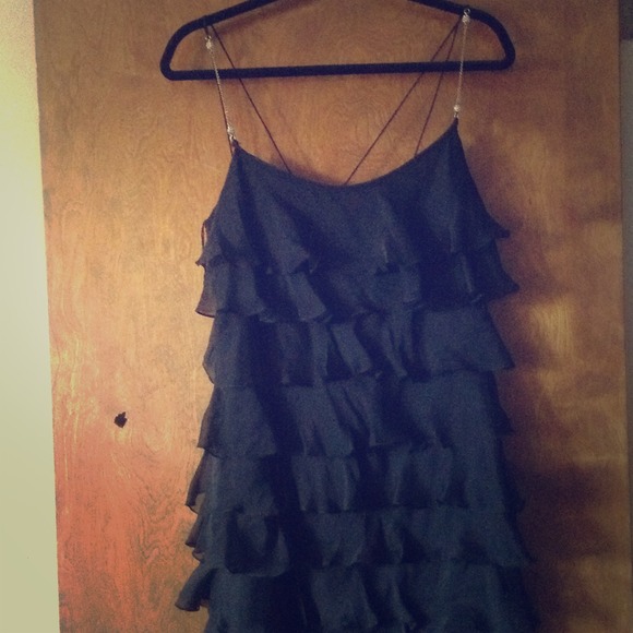 Aiden Mattox black ruffle layers cocktail dress