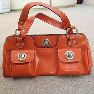 Orange faux leather purse