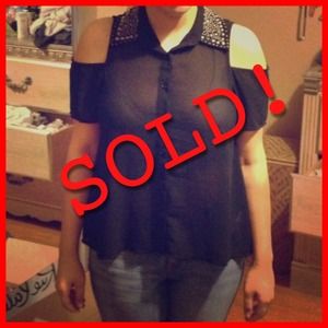 🚫SOLD🚫 Embellished Cold Shoulder Top