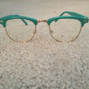 Faux teal reading glasses