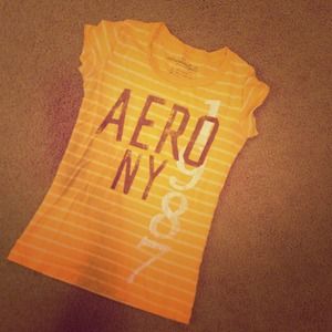 Aero NY yellow striped tee