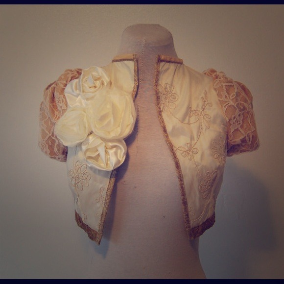 Romantic rose crop vest wrap shrug top