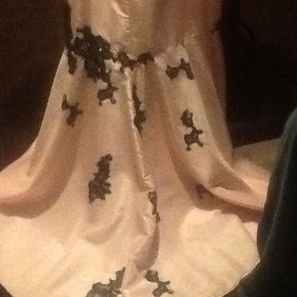 Pink and black gownin  with beating and sequins - Picture 4 of 4