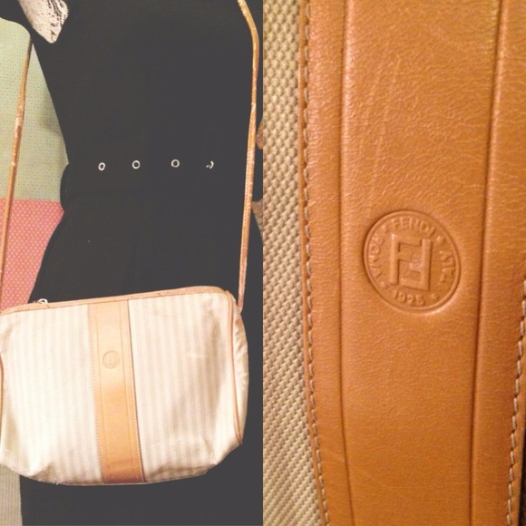 FENDI // Authentic Gray Striped Crossbody