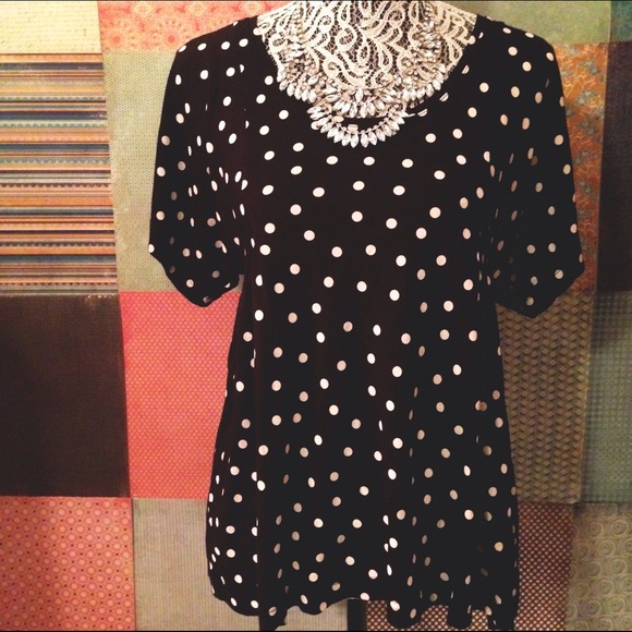 H&M Tops - H&M // Black Polka Dot Top