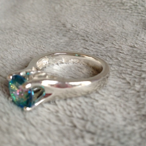8mm Round Sea Jewel Mystic Topaz Silver Ring - Picture 4 of 4