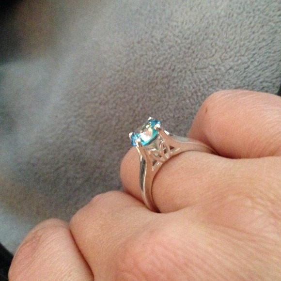 8mm Round Sea Jewel Mystic Topaz Silver Ring - Picture 3 of 4