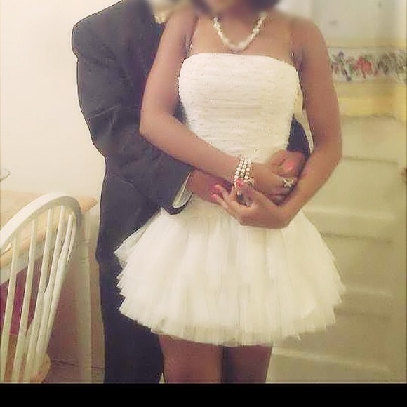 Ivory/ Cream Bling homecoming prom cocktail dress
