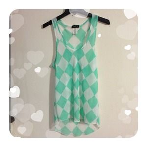 Alice In Wonderland-ish Harlequin Mint chiffon top