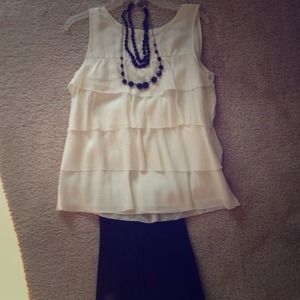 J. Crew Cream Ruffle-Tiered Top