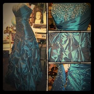 Peacock blue formal gown