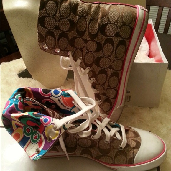 🔥Reduced🔥Coach Bonney High-top Sneaker Pink Trim - Picture 2 of 2