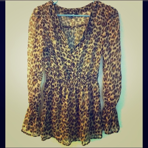 Tops - Leopard Chiffon Shirt