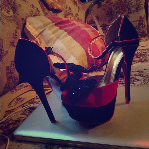 Red and black 6 inch heels used twice