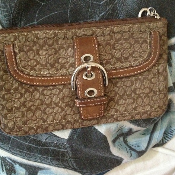 TRADED!!!! Authentic brown coach wristlet.