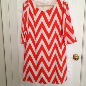 Orange and White Chevron Everly Dress