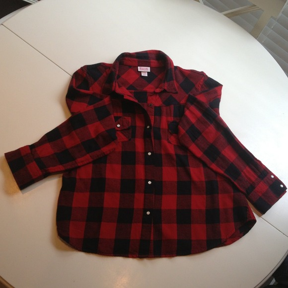 Flannel Red and Black Plaid Shirt