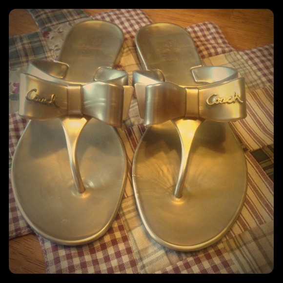 🌀HOLD🌀Very Popular Gold Jelly Flip Flops COACH