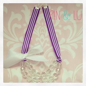 Purple girls stripe double strand crystal