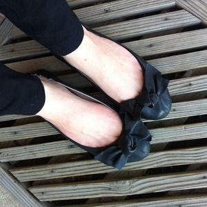 Steve Madden Kourtship Leather Ballet Flat-BLACK