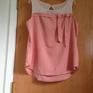 {Lauren Conrad} peach & sheer top {size XL}