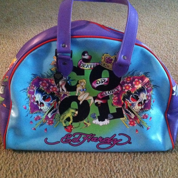 Ed Hardy, bowling style shoulder tote.