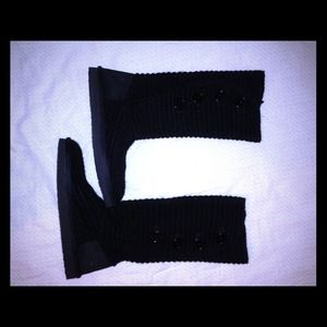 Black knit boots with buttons on the side!