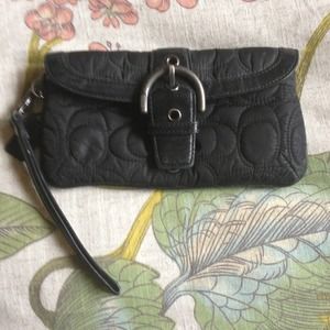 Black coach signature wristlet