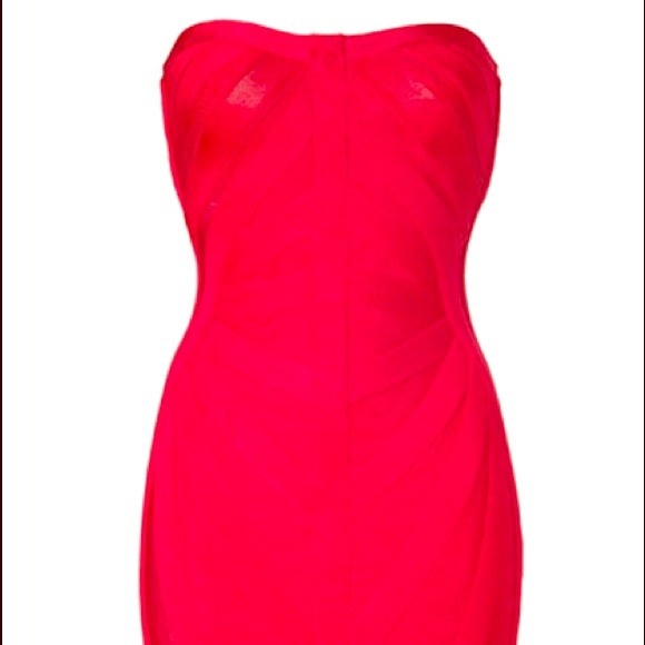 Herve leger cocktail rose red dress