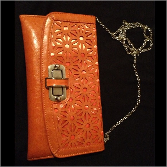 Orange Clutch w/silver strap