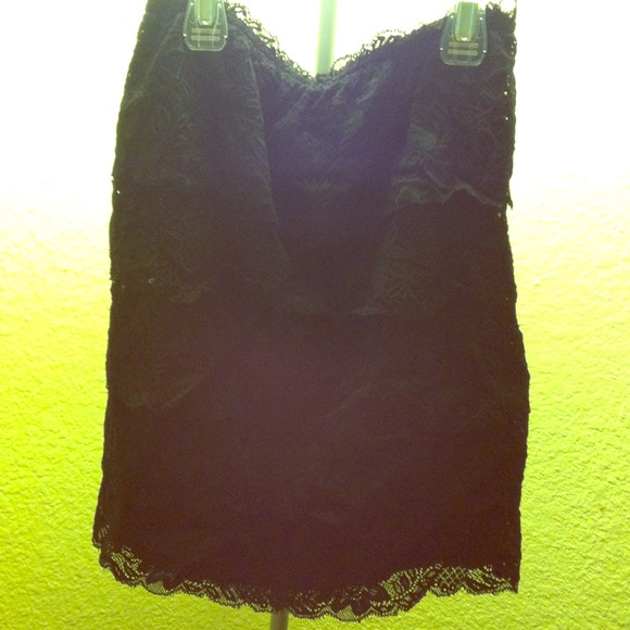 Black lace pencil skirt