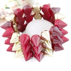 Gold and Fuchia Spike Bracelet