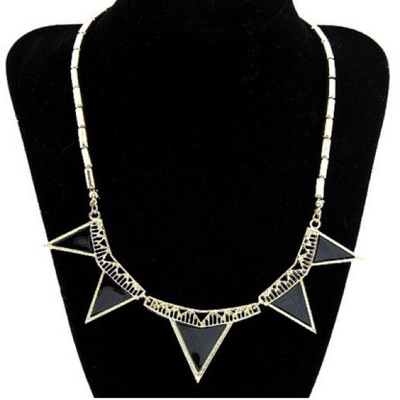 Black Tribal Geometric Statement Necklace