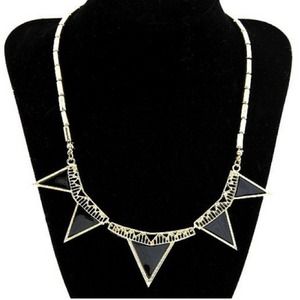 Black Tribal Geometric Statement Necklace