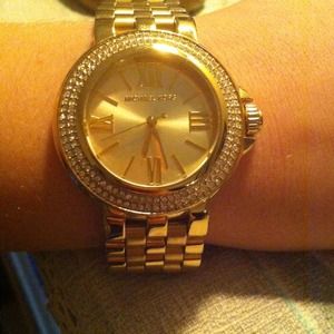Michael Kors "Lucy Gold Crystal Bezal" watch
