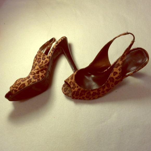 Cat print sling backs