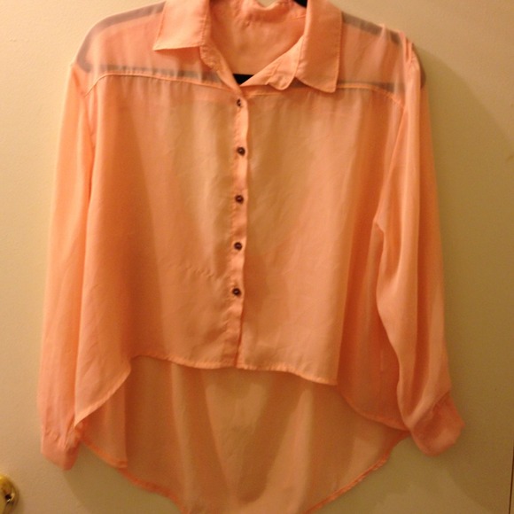 Brandy Melville Coral sheer top with a small back