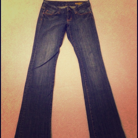 7 Seven Bootcut Jeans with Mustard Stitching