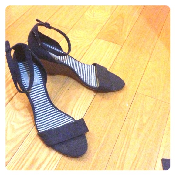 Zara navy wedges