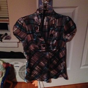 Teal black and gray dress shirt